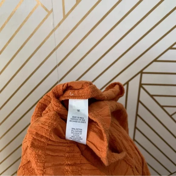 Aerie NWT Smocked Button front up Midi Dress crinkled cinched bow shoulder strap - Picture 4 of 9